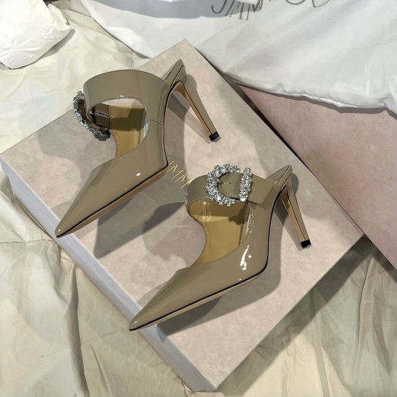Jimmy Choo Patent Leather Mules with Crystal Buckle size 6 or 36 - Picture 5 of 14